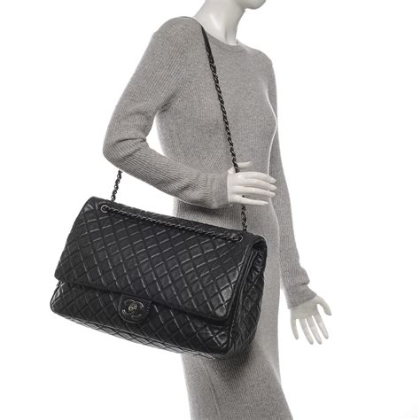 chanel calfskin quilted crossbody bag black|Chanel classic calfskin flap bag.